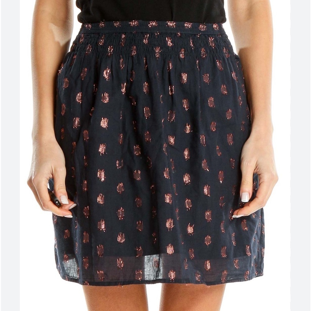 J Crew Rose Gold Design Skirt Navy